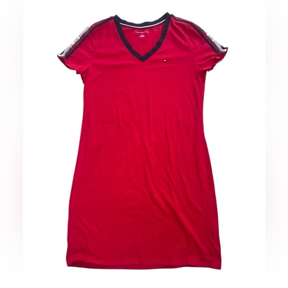 Tommy Hilfiger Red V-Neck with Black Trim size M